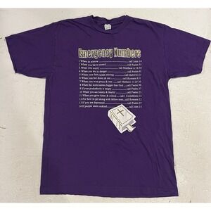 Vintage Emergency Numbers Bible Verse Religion Jesus T-Shirt‎ Size XL Mens